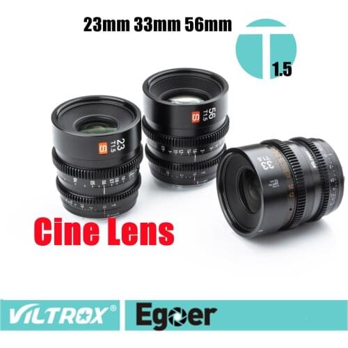 Viltrox 23mm 33mm 56mm T1.5 Cine Lens APS-C Manual Focus Large aperture for Sony E Mount Camera Lens Filmmaking