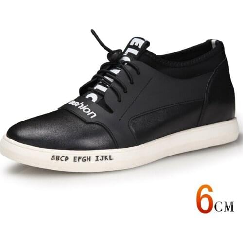 X1122 Fashion Genuine Leather Men Casual Flat Heel With Hidden Increased Height Insole Get Taller 6 CM Elevator Shoes