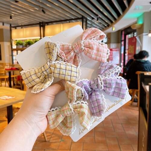 Plaid Print Hair Clips For Girls Butterfly Hair Pins Children Hair Wear Hair Grips Barrettes Headdress Kids Hairpin Headwear