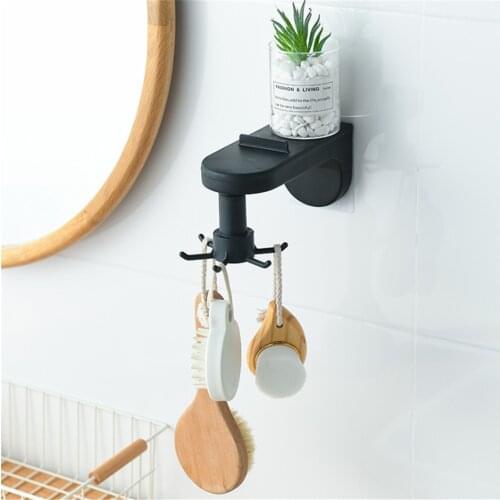 2PCS Under Shelf Rotate Hook Holder Hang Kitchen Cabinet Storage Organizer Rack Wall Hooks Home Utensils Storage Self Punch-free