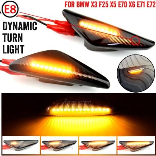 2Pcs Sequential Dynamic Flowing LED Side Marker Light Turn Signal Light Blinker For BMW E70 X5 F25 X3 E71 X6 2007-2013