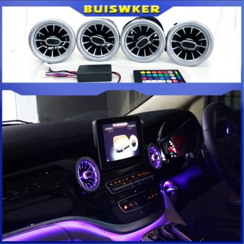 K-Car 4PCS LED Front Dashboard AC Air Condition Vent Outlet Turbo Interior Trim For Mercedes Benz V Class W447 Vito V250