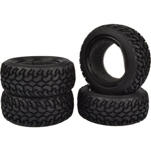 4PCS High Performance RC Rally Car Black Grain Rubber Tyre Tires for 1:10 4WD RC On Road Car Traxxas Tamiya HPI Kyosho HSP