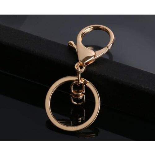 50pcs 30mm Multiple Colors Key Chains Rings Round Golden Silver-Plate Hook Lobster Clasp Keychain