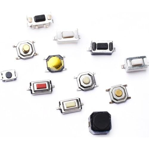 50PCS Tact Switch Silicone Button Micro Switch 3*4*2mm 3x6x4.3mm 2Pin 3x6x2.5mm 4*4*1.5mm SMD 4 Feet