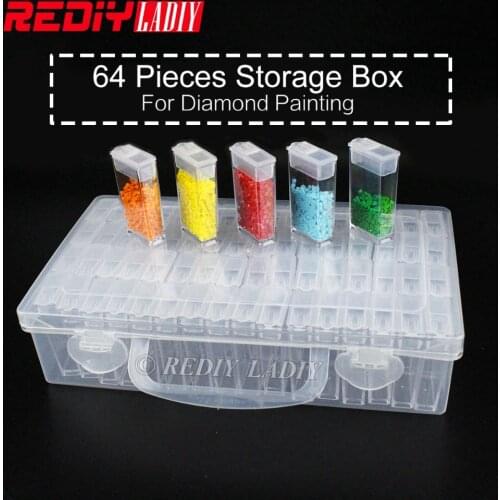 64PCS Box New Diamond Embroidery Tool Diamond Painting Beaded Crafts Transparent Plastic Storage Box Jewelry Drill Storage Box