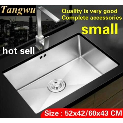 Free shipping Apartment kitchen manual sink single trough do the dishes food-grade 304 stainless steel hot sell 52x42/60x43 CM