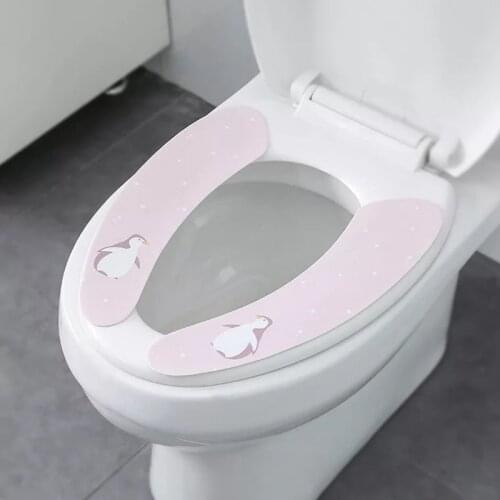 Pink Penguin Toilet Seat Cover Cushion Summer Sitting Ring Pad Paste General Bathroom Accessories Toilet Seat Stickers