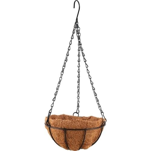 Black Growers Hanging Basket Planter with Chain Flower Plant Pot Home Garden Balcony Decoration-8inch
