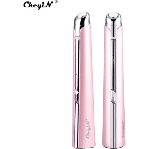 CkeyiN EMS Lonic Eyes Facial Massager Wand Dark Circle Remover Eliminate Eye Bags Puffy Eye red and blue light with 45 ℃ Heated