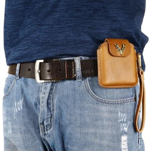 For Galaxy Z Fold 3 5G Phone Cover First Layer Cowhide Sleeve Belt Bag With Waist Protective G3R1