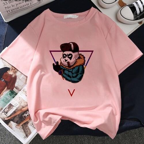 Funny Panda Graphic Printed T-shirt Women Summer Fashion Korean Short sleeve Tshirt Harajuku Aesthetic White Tops Female T Shirt