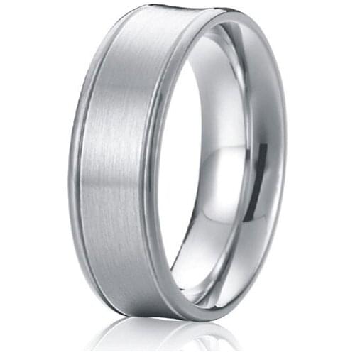 Custom fashion white gold color jewelry 8mm Concave Profile titanium wedding bands anniversary rings for men
