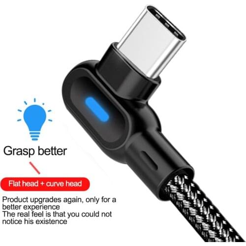 USB Type C 90 Degree Fast Charging Usb C Cable Type-c Data Cord Charger Usb-c For Samsung Huawei Xiaomi Mi8 Mi6 Cables 1M 2M