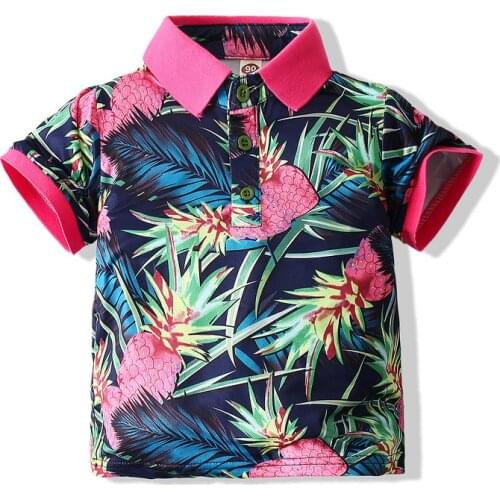 Kimocat Boys Short Sleeve Polo Shirt, Summer Beach Style Printed Short Sleeve T-Shirt Top, Fashion Casual Kids 1-6 Years