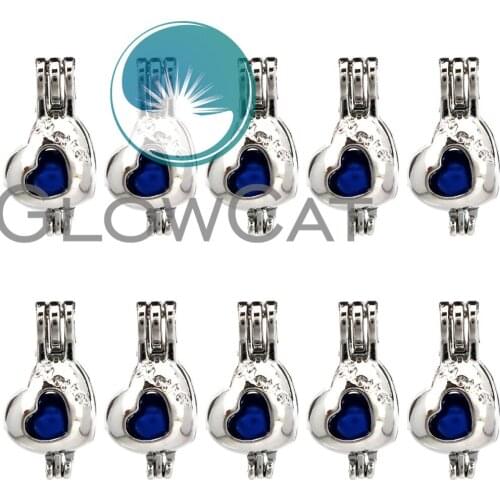 10X K698 Mothers Heart Beads Cage Jewelry Making Perfume Essential Oil Diffuser Pearl Cage Locket Pendant