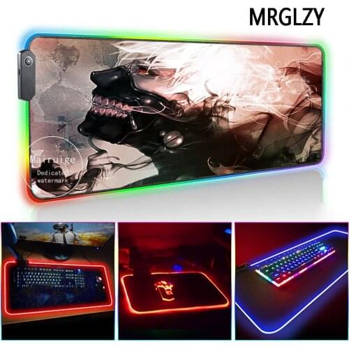 MRGLZY 40*90CM Anime Tokyo Ghou Multi-size Mouse Pad LED Light RGB Gamer l Large DeskMat Gaming Accessories for Laptop Keyboard