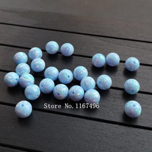 50pcs /lot 8mm OP26 Round Ball Opal Synthetic Round Opal Beads Loose Cronflower Blue Opal Beads For Opal Necklace