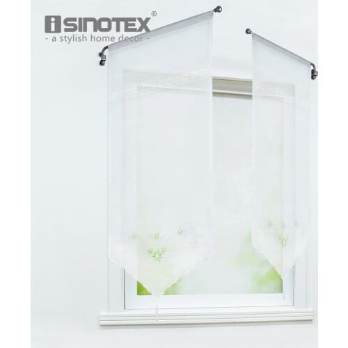 Lace Roman Curtain Transparent Embroidered Voile Drape Braid Bottom Window Drapery Valance Panel For Kitchen Balcony 1PCS/Lot