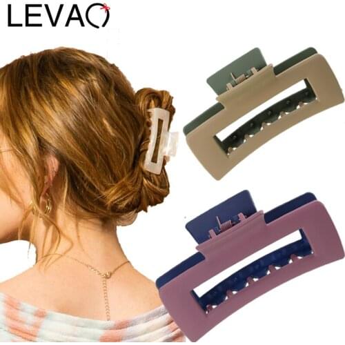 LEVAO New Rectangle Transparent Acrylic Hair Claw Hair Clip Ponytail Hairpin Fashion Solid Color Hair Accessories Chic Headwear