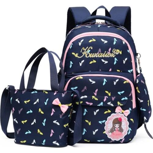 Nylon school bags for teenage girls shoulder bag Backpacks High-heeled shoes Printing Kids schoolbag 3pc/set School Backpack