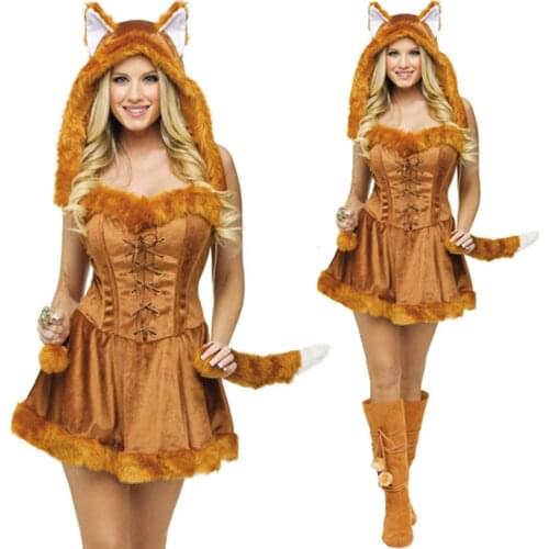 New Fashion Halloween Cat girl Costumes for Women Fantasia Bar Costume Halloween Lovely Small Fox Animal