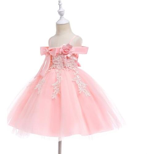 2020 new fashion childrens clothing Childrens Dress Red Princess One Shoulder Wedding Dress Girl