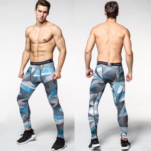 New mens camouflage compression tights Leggings Running sports Gym Fitness male trousers exercise bodybuilding Large size pants