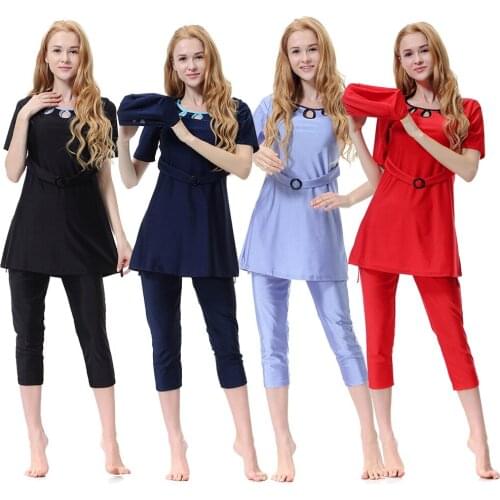 New fashion three-piece suit Dubai Hui Arab conservative swimsuit short-sleeved trousers Muslim conservative swimsuit