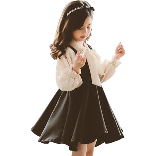 Clothes For Girls Solid Color Costume For Girls Blouse + Dress Clothes For Girls Casual Style Childrens Tracksuits