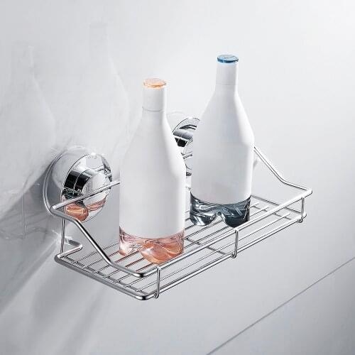 Stainless Steel Bathroom Shelves Bathroom Organizer Shower Wall Basket Shelf With Dual Strong Suction Cups Bathroom Accessories