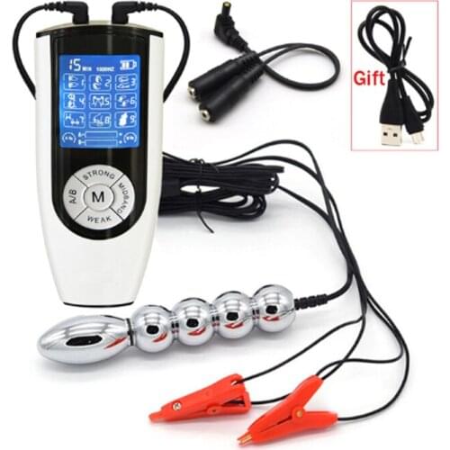 Electric Shock Pulse Metal Anal Beads Butt Plug Dildo Vibrator Prostate massage Stimulator Nipple Clamps SM Couples Sex Toys