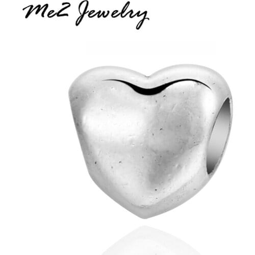 Silver Plated Charm Heart Beads Fit European Charms Original Bracelet 2017 Top Quality Big Hole Love Heart Bead