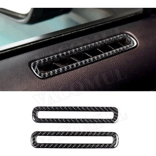 Carbon Fiber Interior Trims Car Door Air Vent Outlet Molding Cover Trim Frame Stickers For Ford Mustang 2015 -2019