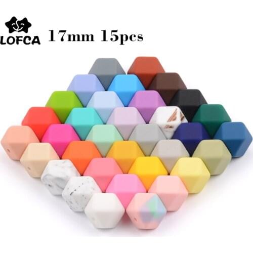 15pcs/Lot Hexagon Silicone Beads 17mm Food Grade Silicone Baby Teethers For Teething Necklace Making Chew Teething Beads Loose