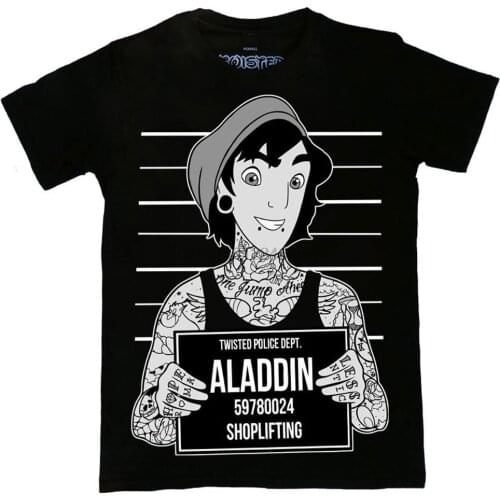 Twisted Punk T-shirt For Man Aladdin Mugshot T Shirt Top Tattoo scene emo alternative