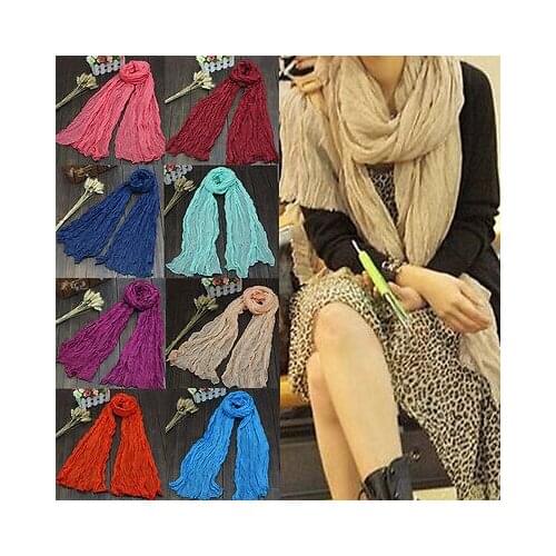 Warm Soft Shawl Winter Women Long Voile Scarf Linen Candy Color Thin Ladies