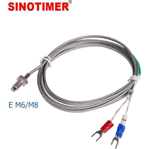 M6/M8 Screw Probe E Type Thermocouple Temperature Sensor with 1m 2m Wire Cable for Industrial Temperature Controller
