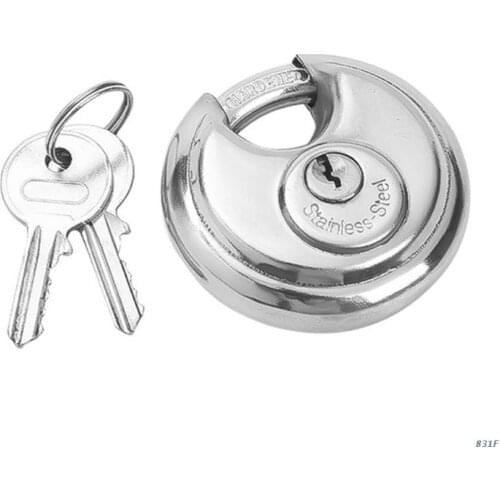 Stainless Steel Discus Padlock with 2 Keys Reliable&safe for Indoor Outdoor