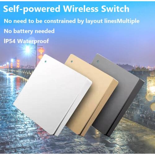 IP54 waterproof indoor and outdoor wall self-powered switch panel remote control without battery, no wiring set
