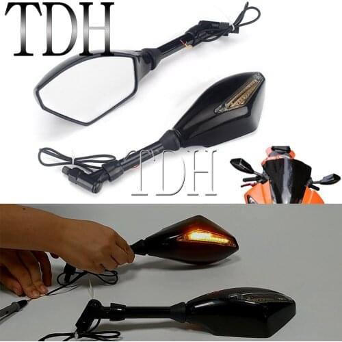 10mm Motorcycle LED Turn Signals Rearview Mirror Scooter Rear View Mirrors Back Side Mirror For Honda Suzuki BMW Ducati Yamaha