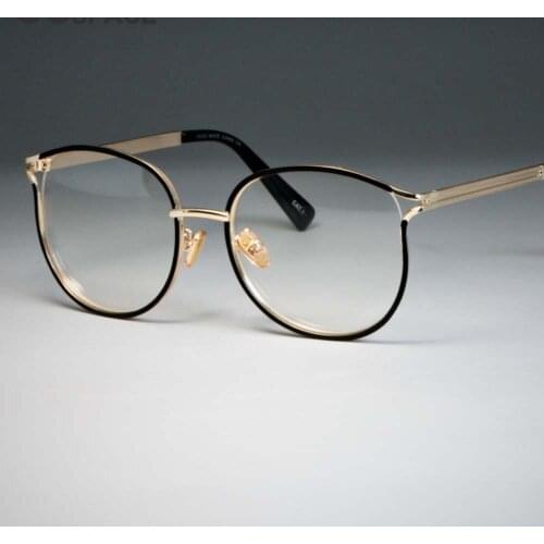 48277 Womens Cat Ear Retro Metal Glasses Frame Anti-Blue Light Fashion Optical Computer Eyeglasses