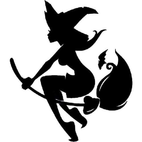 12.4cm*14..4cm Witch On Flying Broom Fun Car-styling Car Sticker Decals Decor Vinyl S6-3907