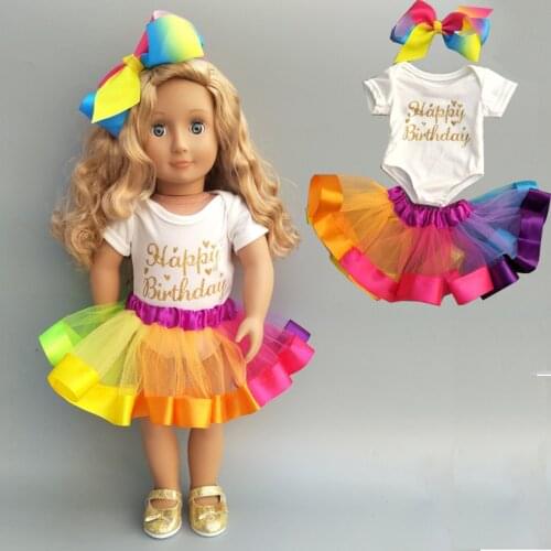 18 inch girl doll clothes for Baby doll rainbow tutu skirt for 18 inch american doll colorful dress accessories
