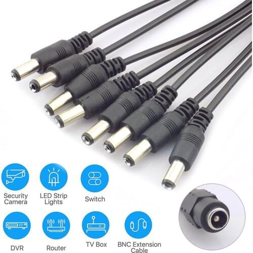 2.1x5.5mm CCTV Security Camera 1 DC Female To 2/3/4/5/6/8 Male Plug Power Cord Adapter Connector Cable Splitter for LED Strip