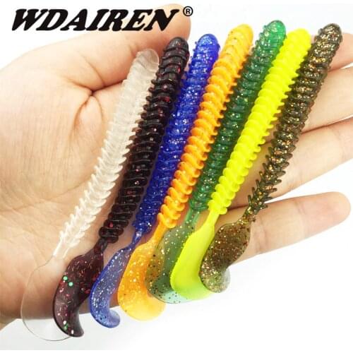 5Pcs spiral Soft bait Roll tail Silicone Fishing Lure jig Wobbler Lures 100mm 3g Artificial rubber bait bass fishing tackle