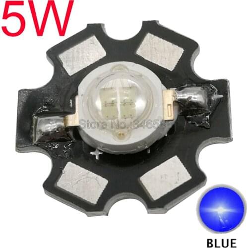 5W Blue High Power LED Bead Emitter DC6.5-7.5V 800mA 460-470NM with 20mm Star Platine Base