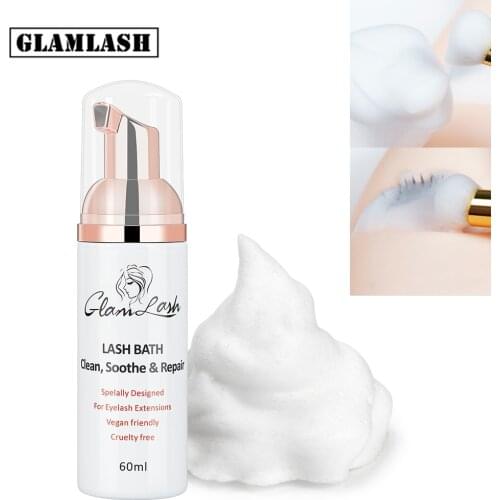 60ml Eyelash Extensions Shampoo Mousse Glue Eye Lash Cleaning Foam Pump Design No Stimulation Makeup Clean