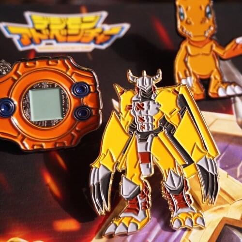 Anime Digital Monster Digimon Adventure Agumon War Greymon Metal Badge Botton Brooch Pin Canvas Bag Acc Original