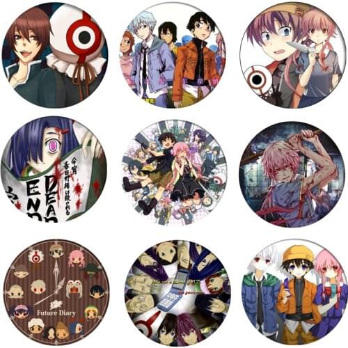 Anime Mirai Nikki Cosplay Badge Brooch Amano Yukiteru Pins Badges for Clothes Backpacks Children Gift